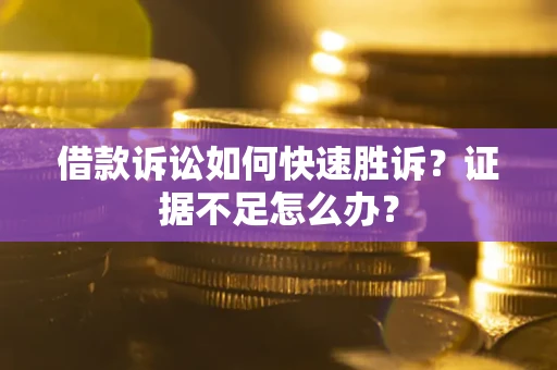 武汉借款诉讼如何快速胜诉？证据不足怎么办？